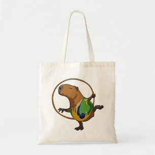 Cute Capybara Rhythmic Gymnastics Hoop Cartoon Tote Bag