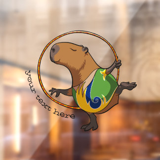Cute Capybara Rhythmic Gymnastics Hoop Cartoon Window Cling