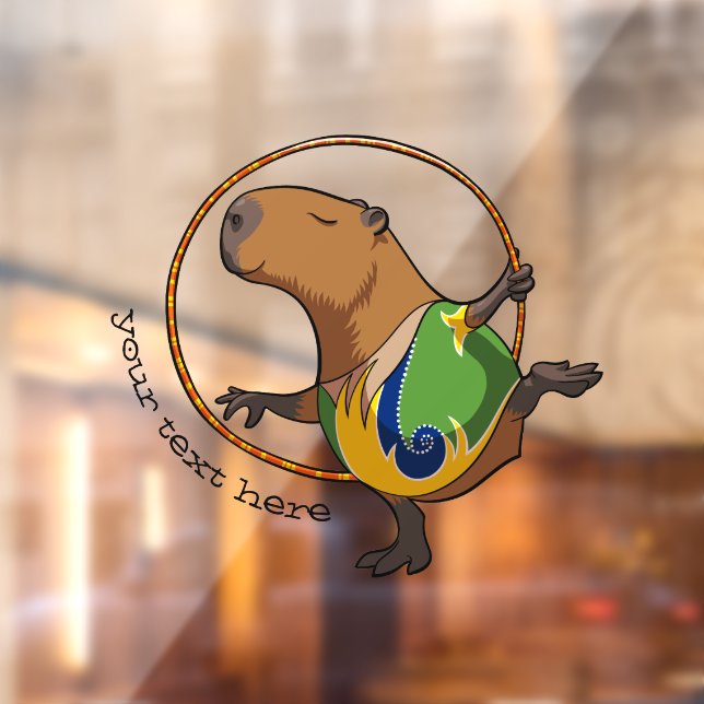 Cute Capybara Rhythmic Gymnastics Hoop Cartoon Window Cling (Sheet 2)
