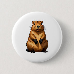 Cute Capybara Rodent Animal Illustration 6 Cm Round Badge
