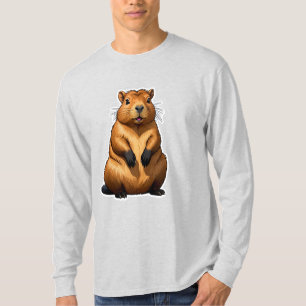 Cute Capybara Rodent Animal Illustration Long T-Shirt