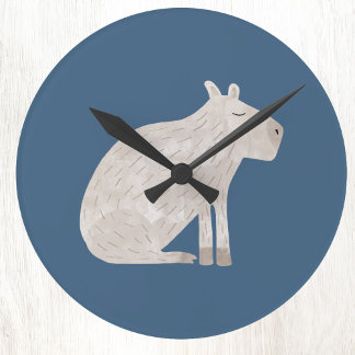 Cute Capybara Round Clock