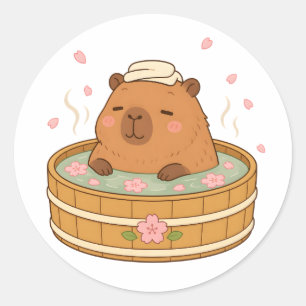 Cute Capybara Sakura Onsen Cherry Blossom Sticker