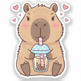 Cute Capybara Sipping Boba Tea