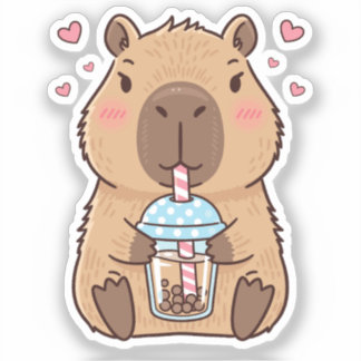 Cute Capybara Sipping Boba Tea