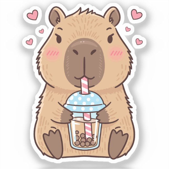 Cute Capybara Sipping Boba Tea (Front)