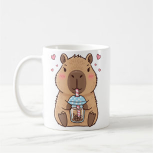 Cute Capybara Sipping Boba Tea Chill Vibes Art Coffee Mug