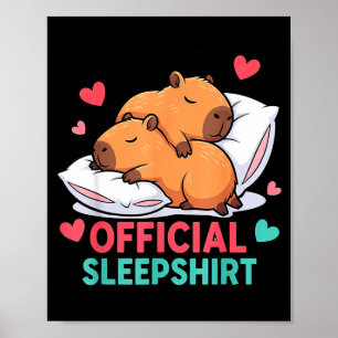 Cute Capybara Sleepshirt Cozy Sleep Valentine's Da Poster