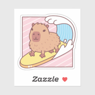 Cute Capybara Surfing On Surfboard