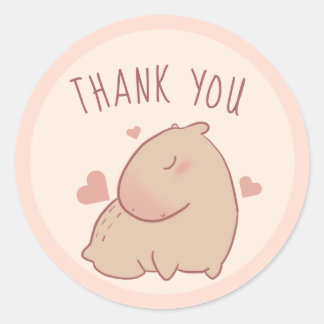 Cute capybara thank you classic round sticker