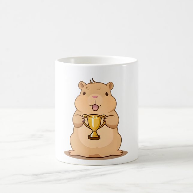 Cute Capybara Trophy Winner Kawaii Design Coffee Mug (Center)