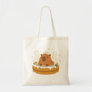 Cute Capybara Winter Onsen Snow Hot Spring Tote Bag