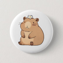Cute Capybara with Daisy Flower Kawaii Design