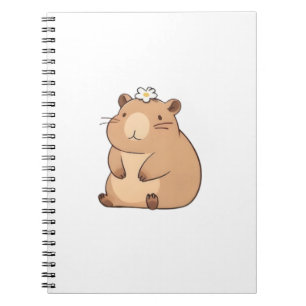 Cute Capybara with Daisy Flower Kawaii Design Notebook