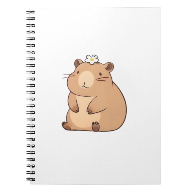 Cute Capybara with Daisy Flower Kawaii Design Notebook (Front)