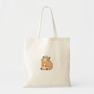 Cute Capybara with Daisy Flower Kawaii Design Tote Bag