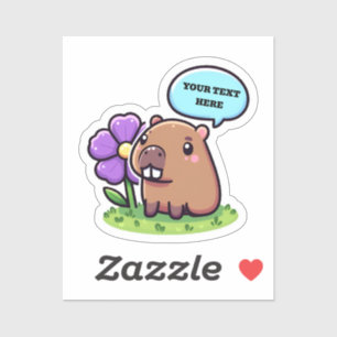 Cute capybara with flower