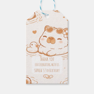Cute Capybara With Sunglasses Kids Birthday Party Gift Tags