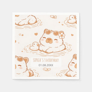 Cute Capybara With Sunglasses Kids Birthday Party Napkin