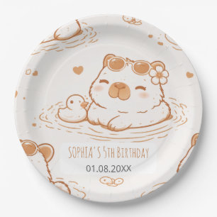 Cute Capybara With Sunglasses Kids Birthday Party Paper Plate