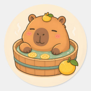 Cute Capybara Yuzu Spa Kawaii Animal Sticker