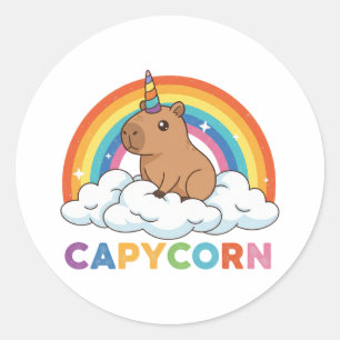Cute Capycorn Capybara Unicorn Rainbow Classic Round Sticker