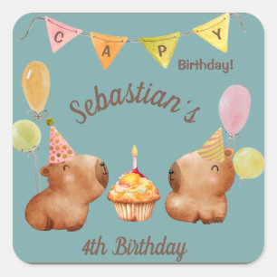 Cute Capy's Party Palooza Square Sticker