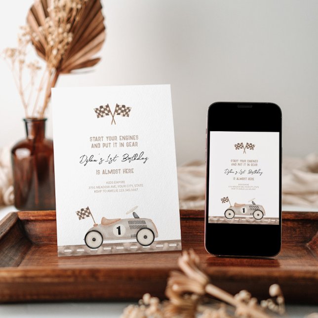 Cute Car 1st Birthday Invitation (Creator Uploaded)