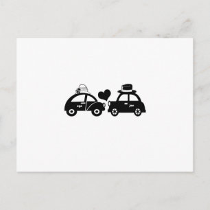 Cute car couple postcard