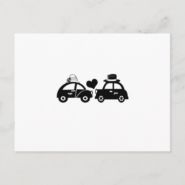 Cute car couple postcard (Front)