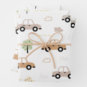 Cute Car Pattern Boys Wrapping Paper Sheet