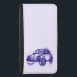 Cute Car Sketch in Purple Samsung Galaxy S5 Wallet Case<br><div class="desc">A sketch drawing of a car with purple tones. Looks like a designers early rendition of a prototype.</div>