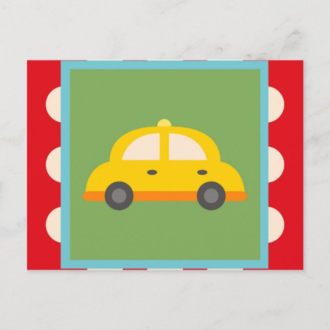 Cute Car Transportation Theme Baby Kids Gifts Postcard (Front)