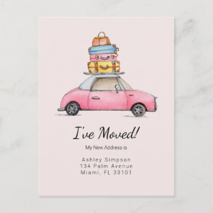 Cute Car with Luggage 'I've Moved'  Postcard