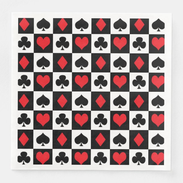 Cute card suit pattern casino party gambling napkin (Front)
