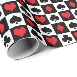 Cute card suit pattern casino party gambling wrapping paper