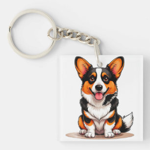 Cute Cardigan Welsh Corgi Puppy Character Cartoon  Key Ring