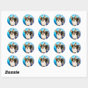 Cute Cardigan Welsh Corgi Puppy Watercolor Classic Round Sticker