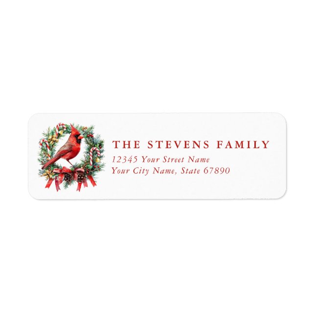 Cute Cardinal Bird Return Address Labels (Front)