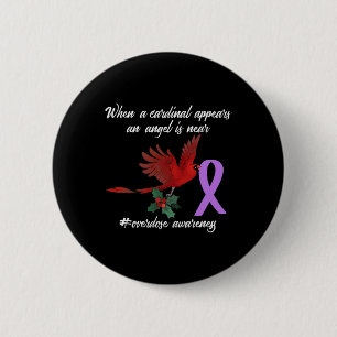 Cute Cardinal Purples Ribbon Overdose Awareness An 6 Cm Round Badge
