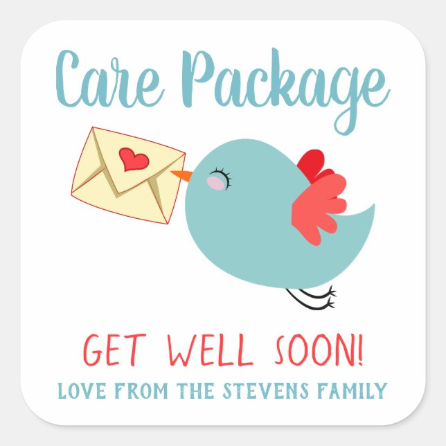 Cute Care Package Square Sticker (Front)