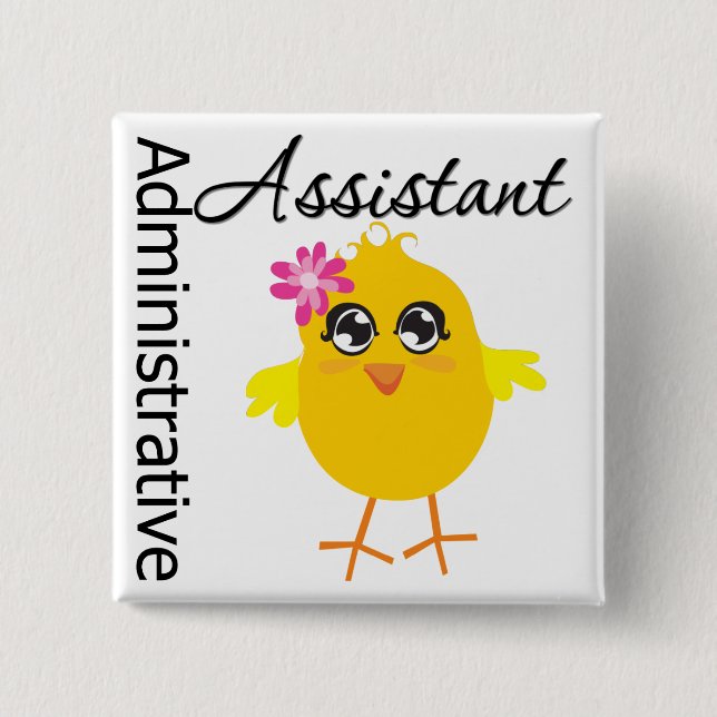 Cute Career Chick Administrative Assistant 15 Cm Square Badge (Front)