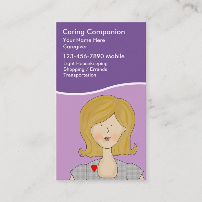 Cute Caregiver Business Cards (Front)