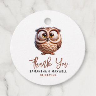Cute Caricature Owl Baby Boy Shower Favour Tags