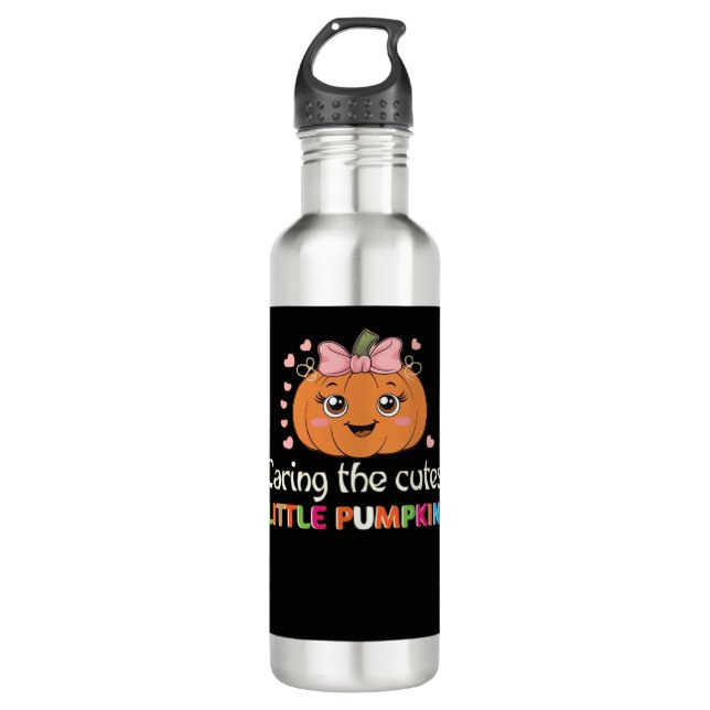Cute Caring For the Cutest Little Pumpkins Nurse H 710 Ml Water Bottle (Front)