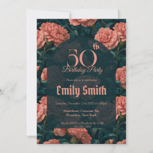Cute Carnation Sparkle Boho Birthday Invitation