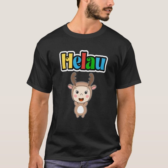 Cute Carnival Animal Meenz Helau Party Moose T-Shirt (Front)