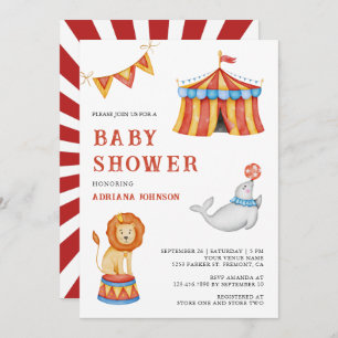 Cute Carnival Circus Baby Shower Invitation
