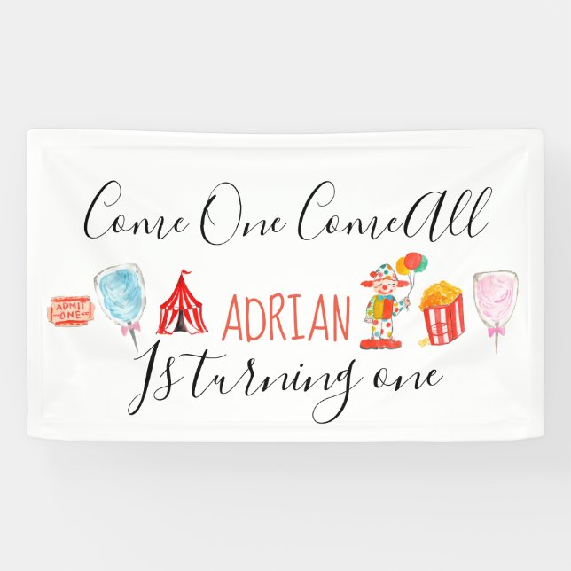 Cute carnival circus birthday party banner (Horizontal)