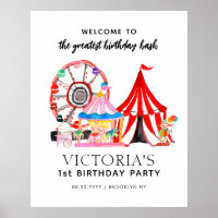 Cute Carnival Circus Festival Show Kid Birthday Po